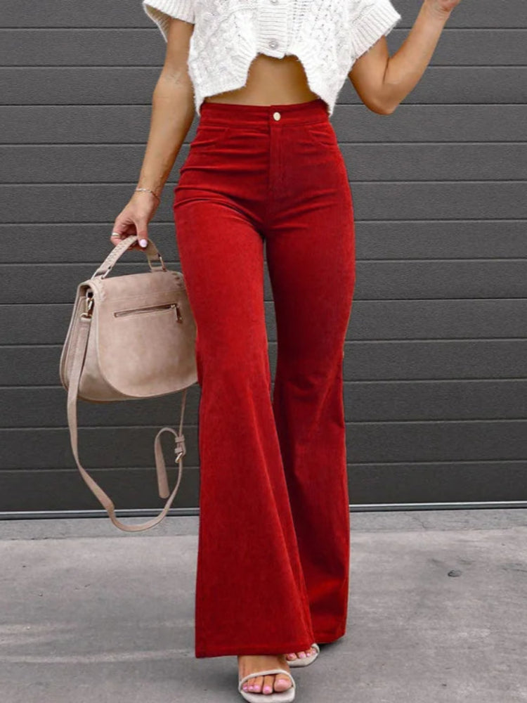 Fashionable Wide Leg Corduroy Pants for Women