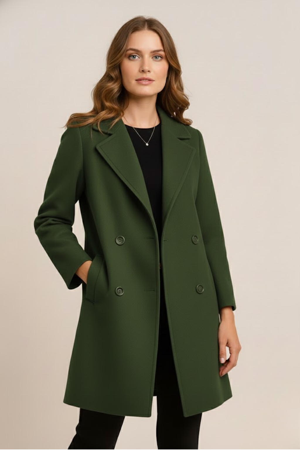 Elegant Ladies' Overcoat with Classic Wide Collar