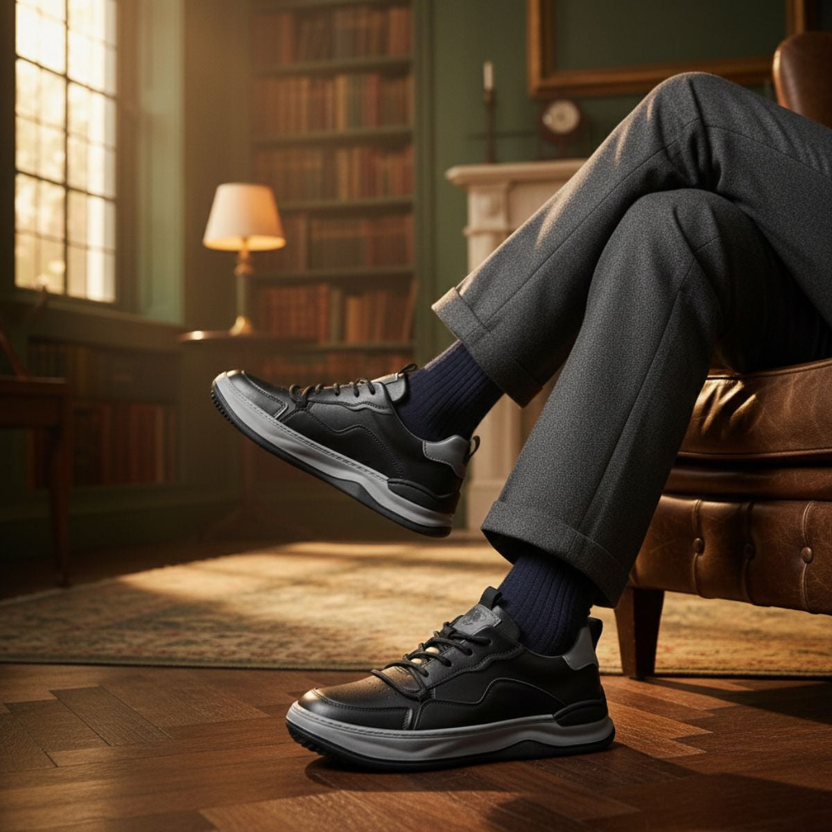 Comfortable Mens Orthopedic Leather Sneakers