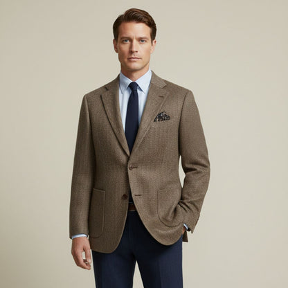 Classic Men's Tweed Business Blazer Jacket