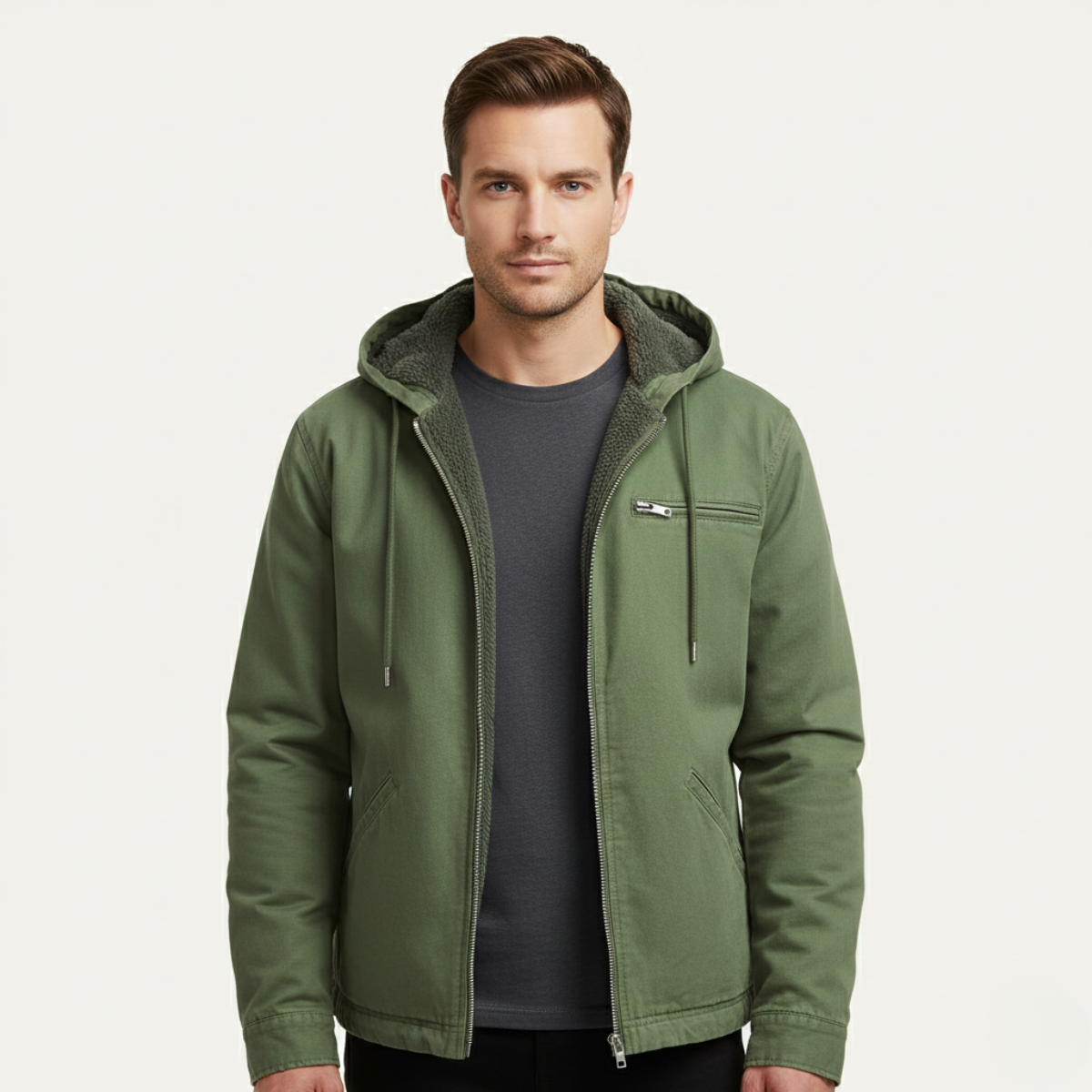 Men's Cozy Fleece Lined Vintage Hoodie Jacket