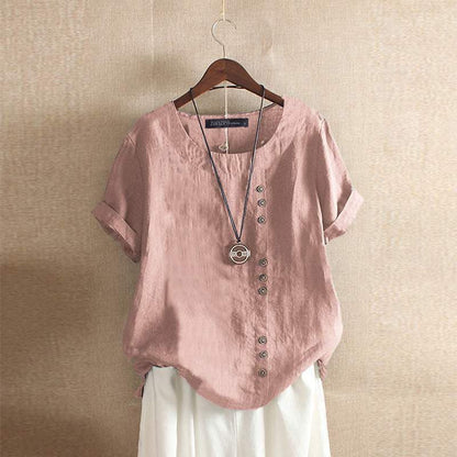 Casual Cotton Women's Shirt with Short Sleeves
