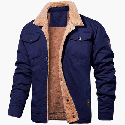Men's Zip Up Faux Fur Lined Leather Jacket