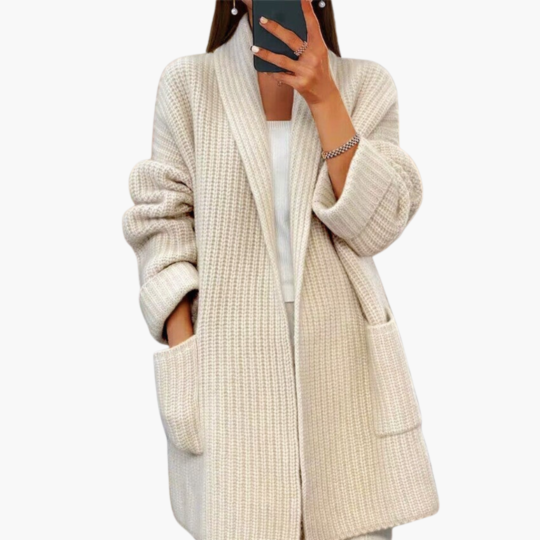 Ladies Open Front Sweater with Pockets