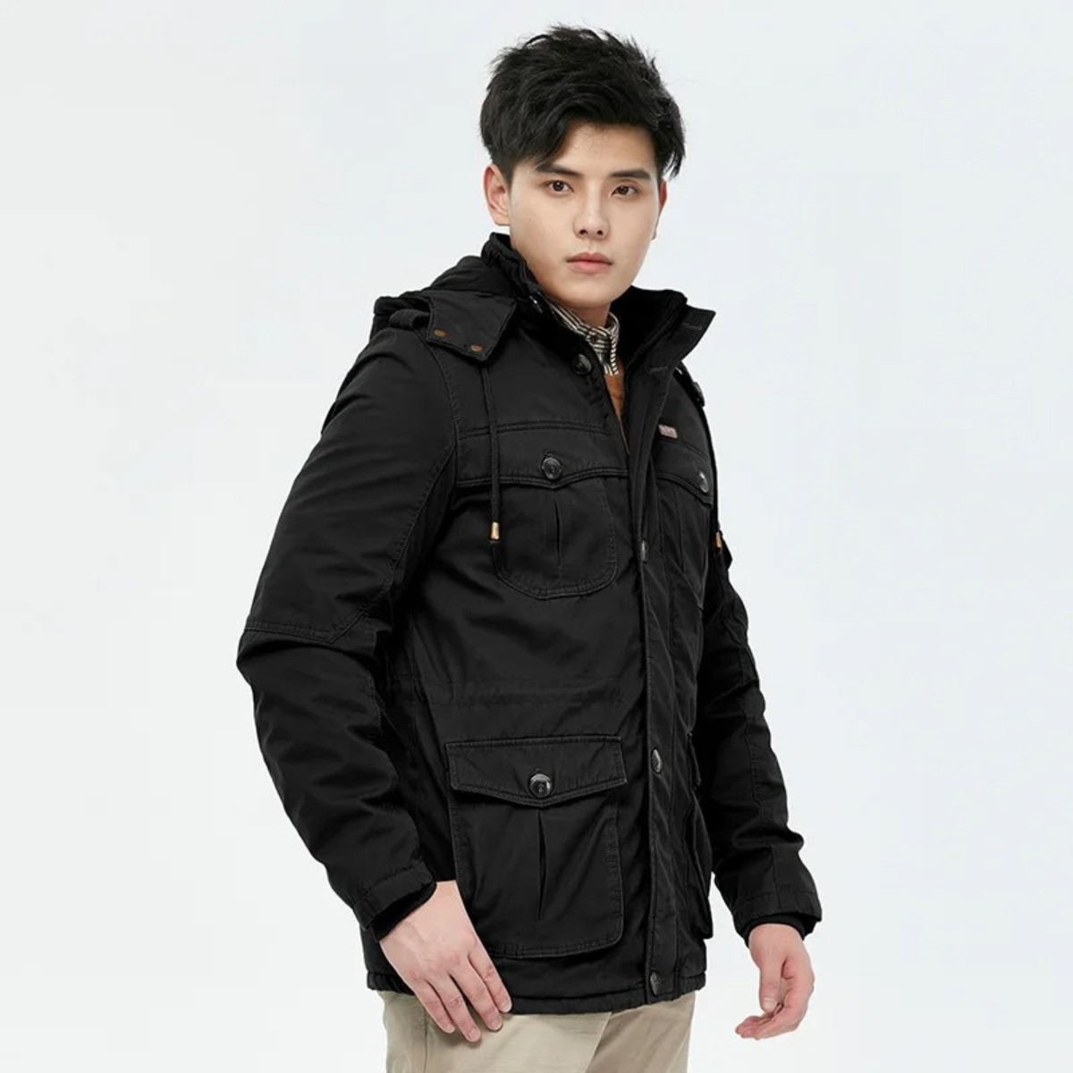 Warm Men's Fleece Lined Hooded Parka Coat