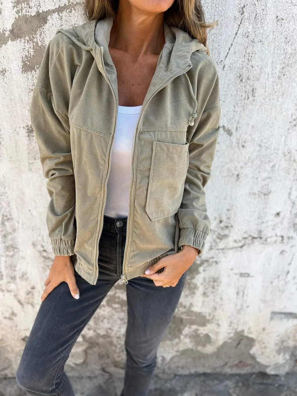 Relaxed Fit Hooded Cotton Jacket - Olytrend