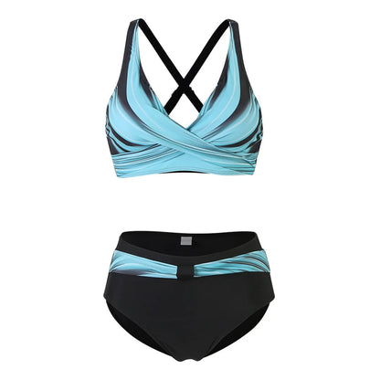 Fashionable Mid Waist Bikini Swimsuit Set