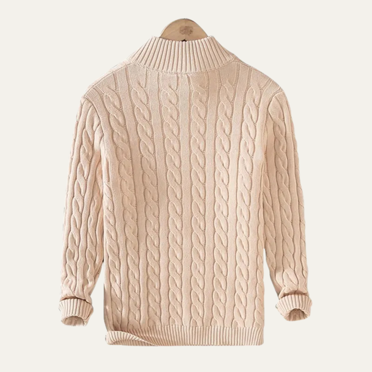Cozy Mens Cable Knit Half Zip Cotton Sweater