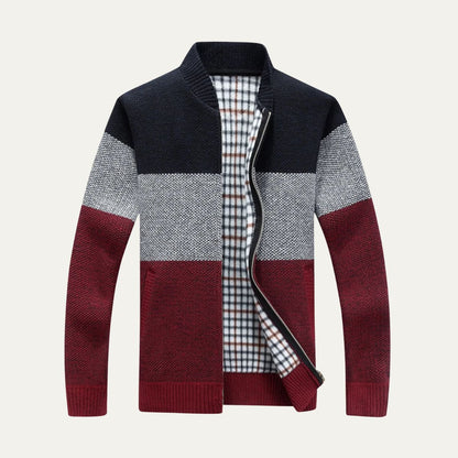 Stylish Men's Multicolor Zipper Sweater Cardigan