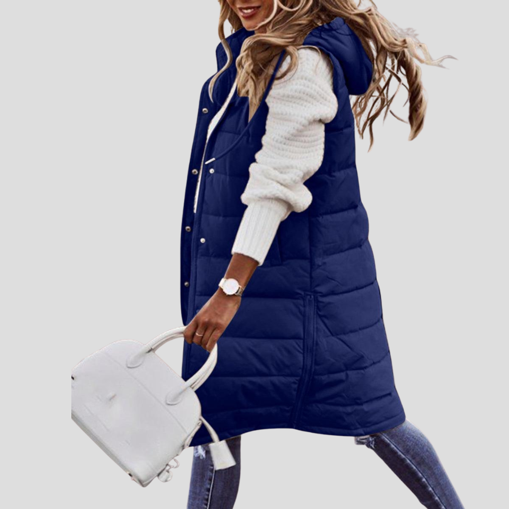 Ladies Extra Long Hooded Gilet