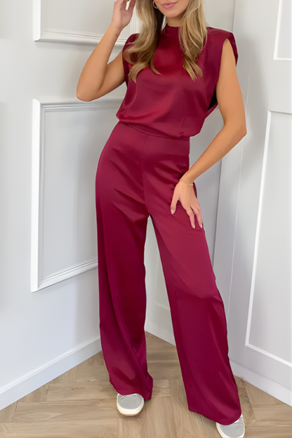 Elegant High Neck Flowy Jumpsuit for Women
