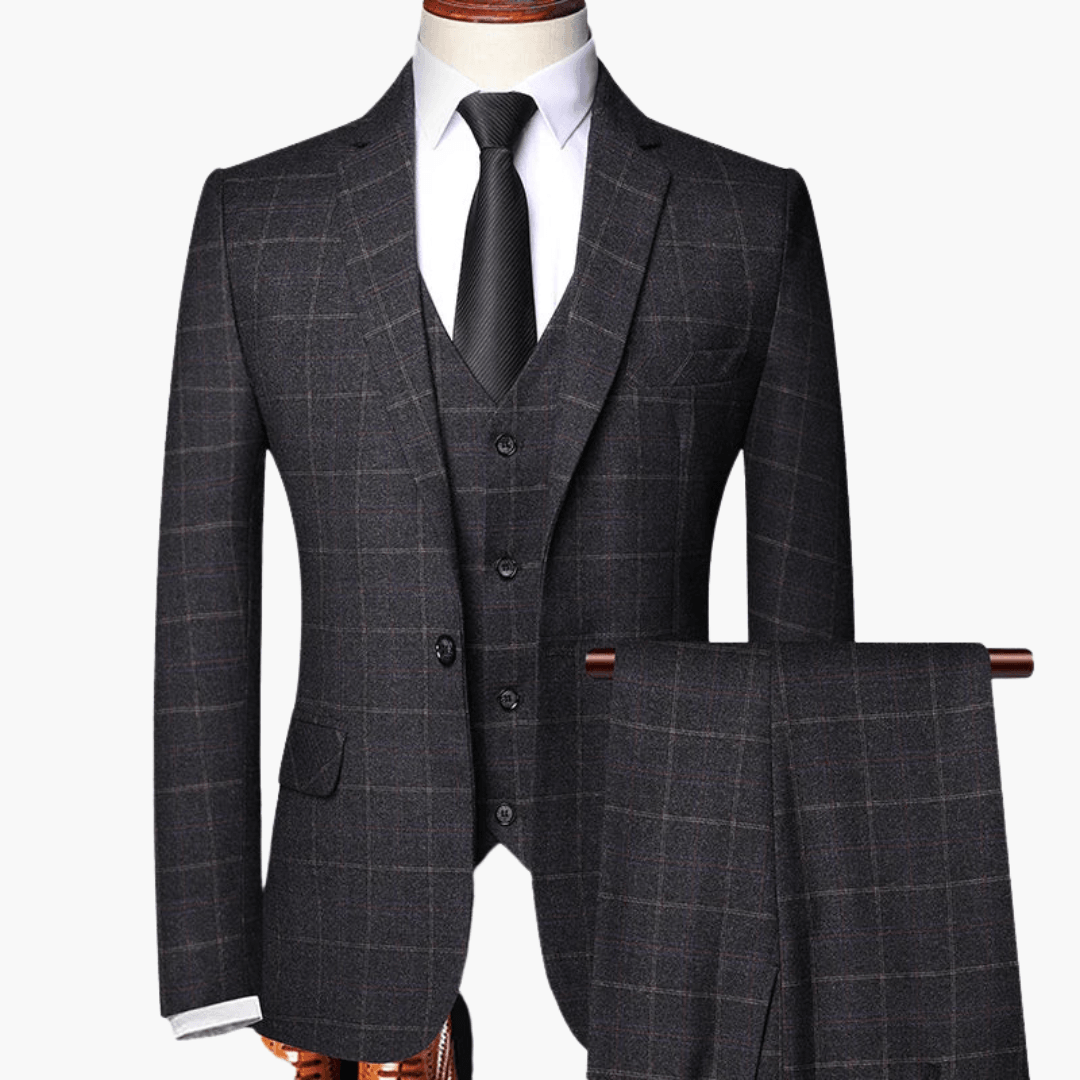 Classic 3-Piece Mens Suit with Vest and Jacket