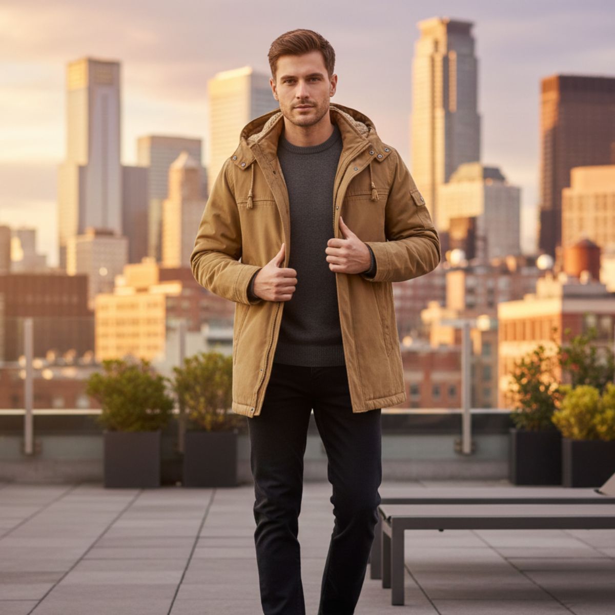 Waterproof Mens Parka Coat with Hood