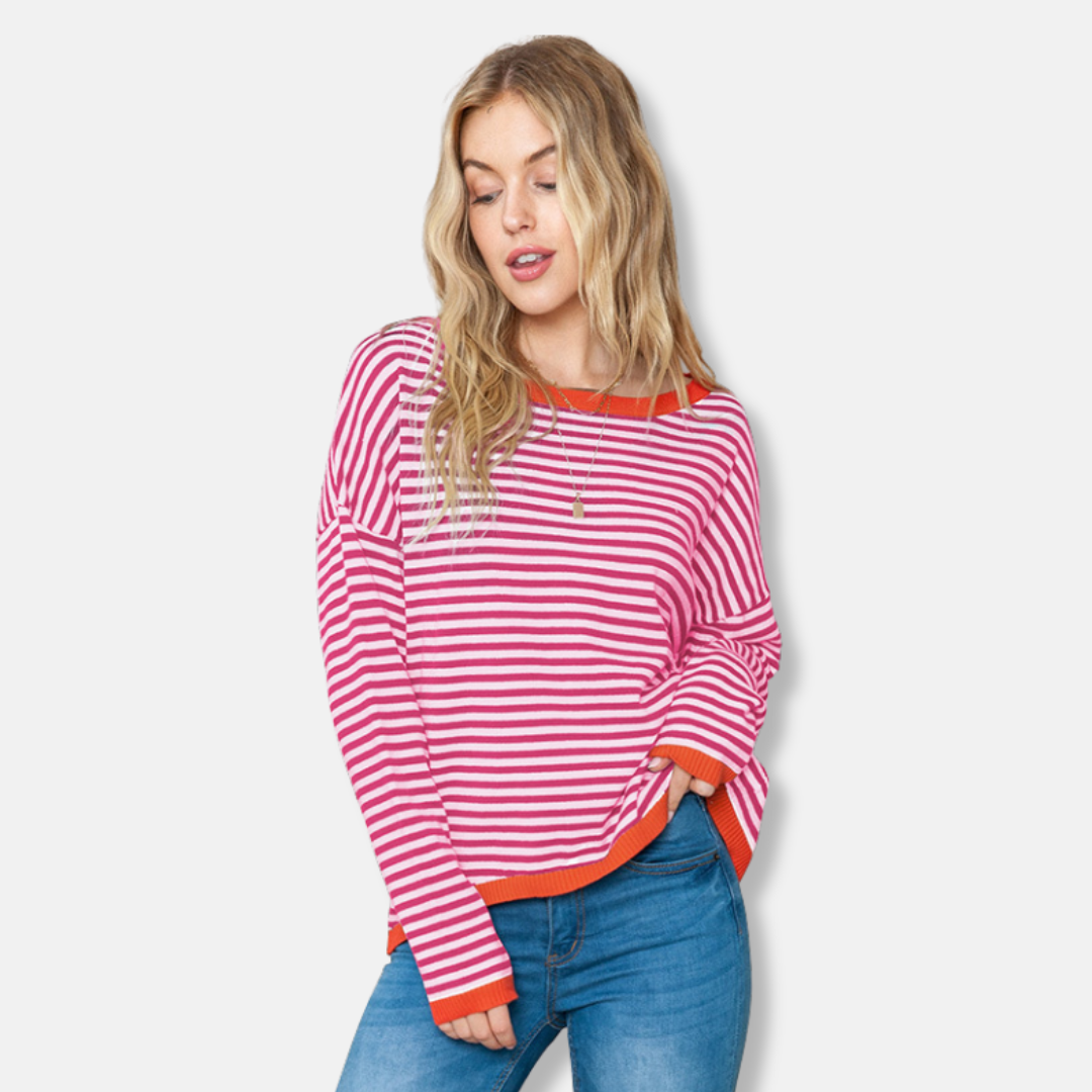 Comfy Casual Striped Cotton Sweater
