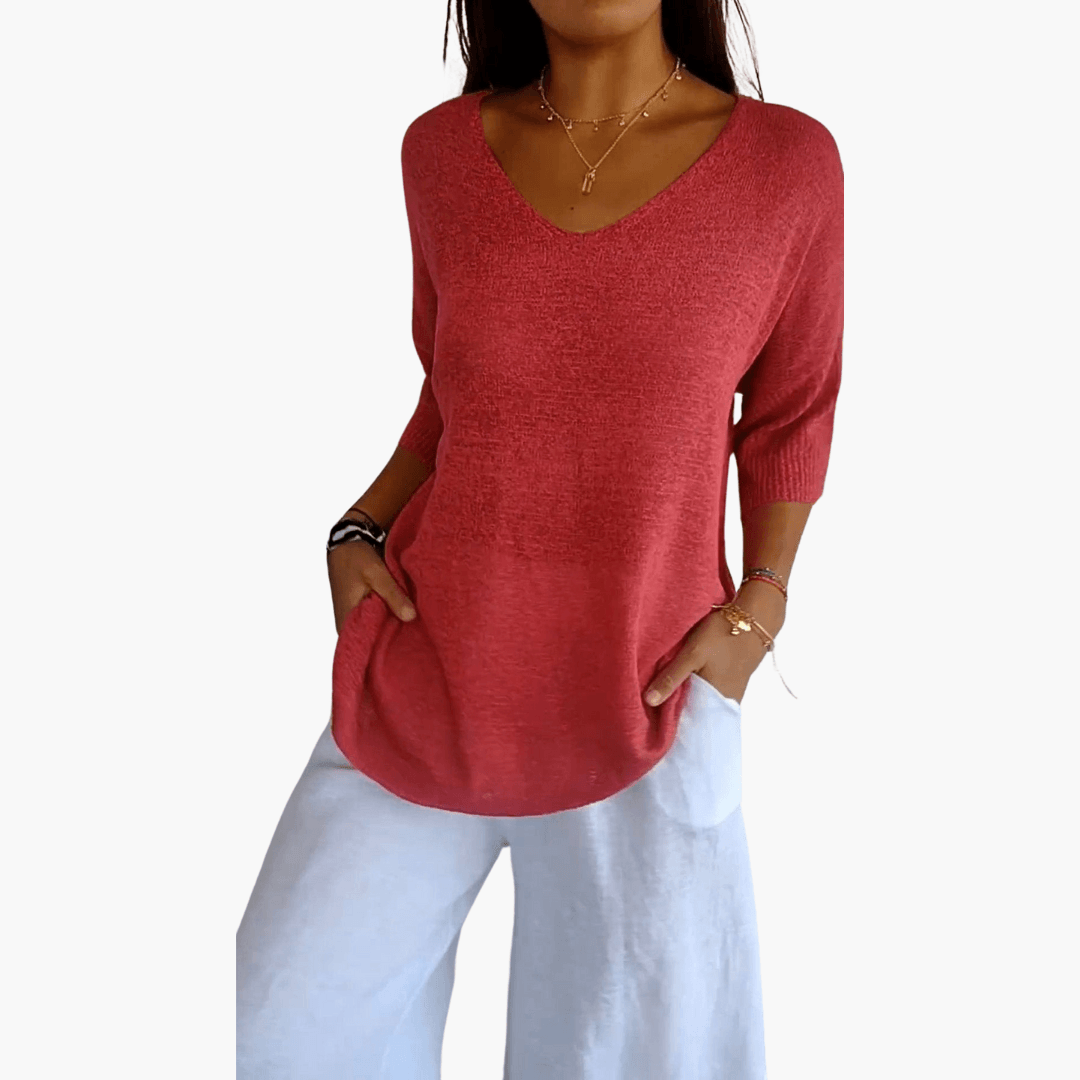 Relaxed Fit V-Neck Tee for Women