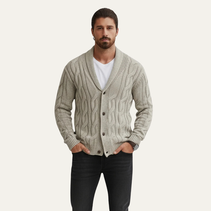 Warm Men's Cable Knit Patterned Cardigan Sweater