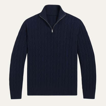 Classic Cable Knit Zip Sweater for Men - Nocini