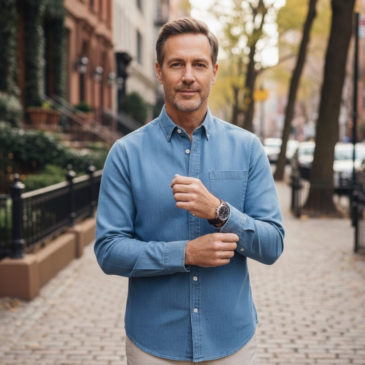Relaxed Fit Blue Jeans Shirt for Men