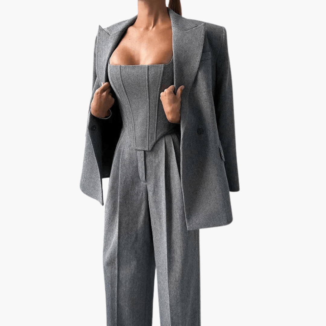 Women's Fitted Blazer Pantsuit - Chic and Professional