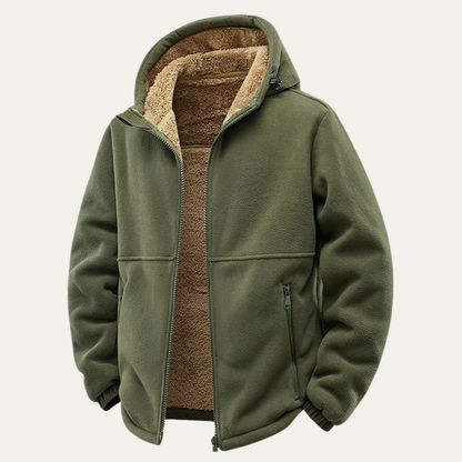Warm Men's Fleece Hooded Zip Up Winter Jacket