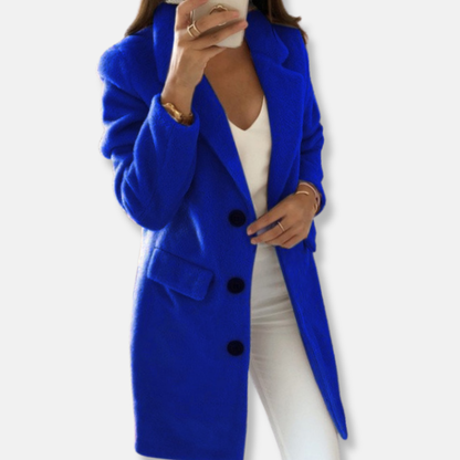 Warm Ladies Wool Knee Length Button Coat