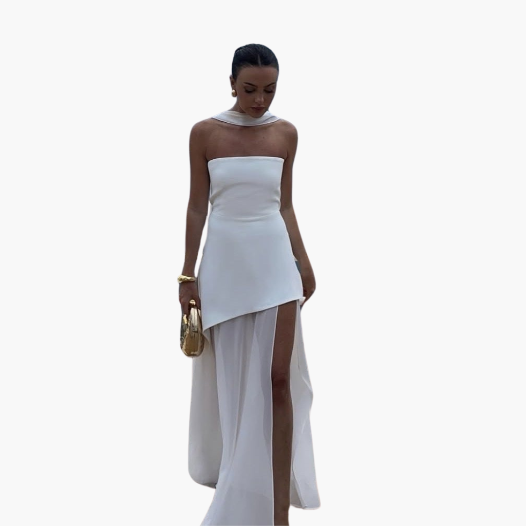 Women's Elegant Long Gown with High Leg Slit