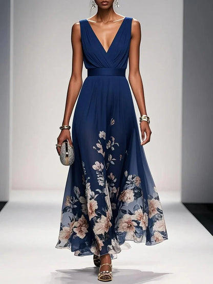 Pastel Blue Flower Maxi Dress