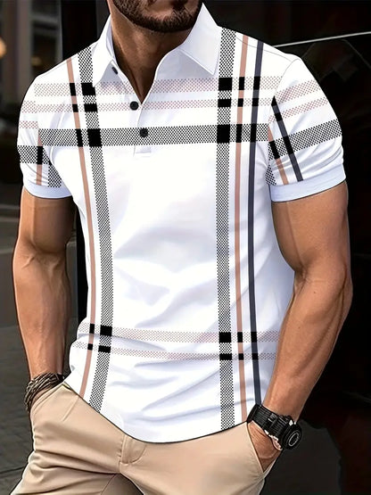 Slim Fit Mens Short Sleeve Checked Polo Shirt