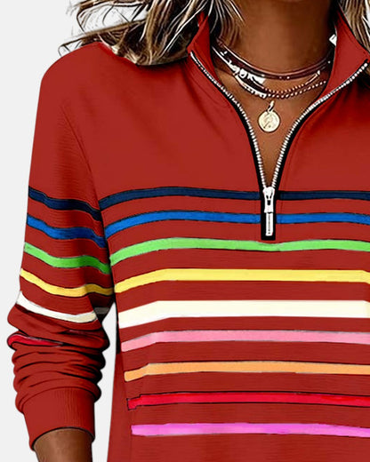 Colorful Striped Zip Up Hoodie