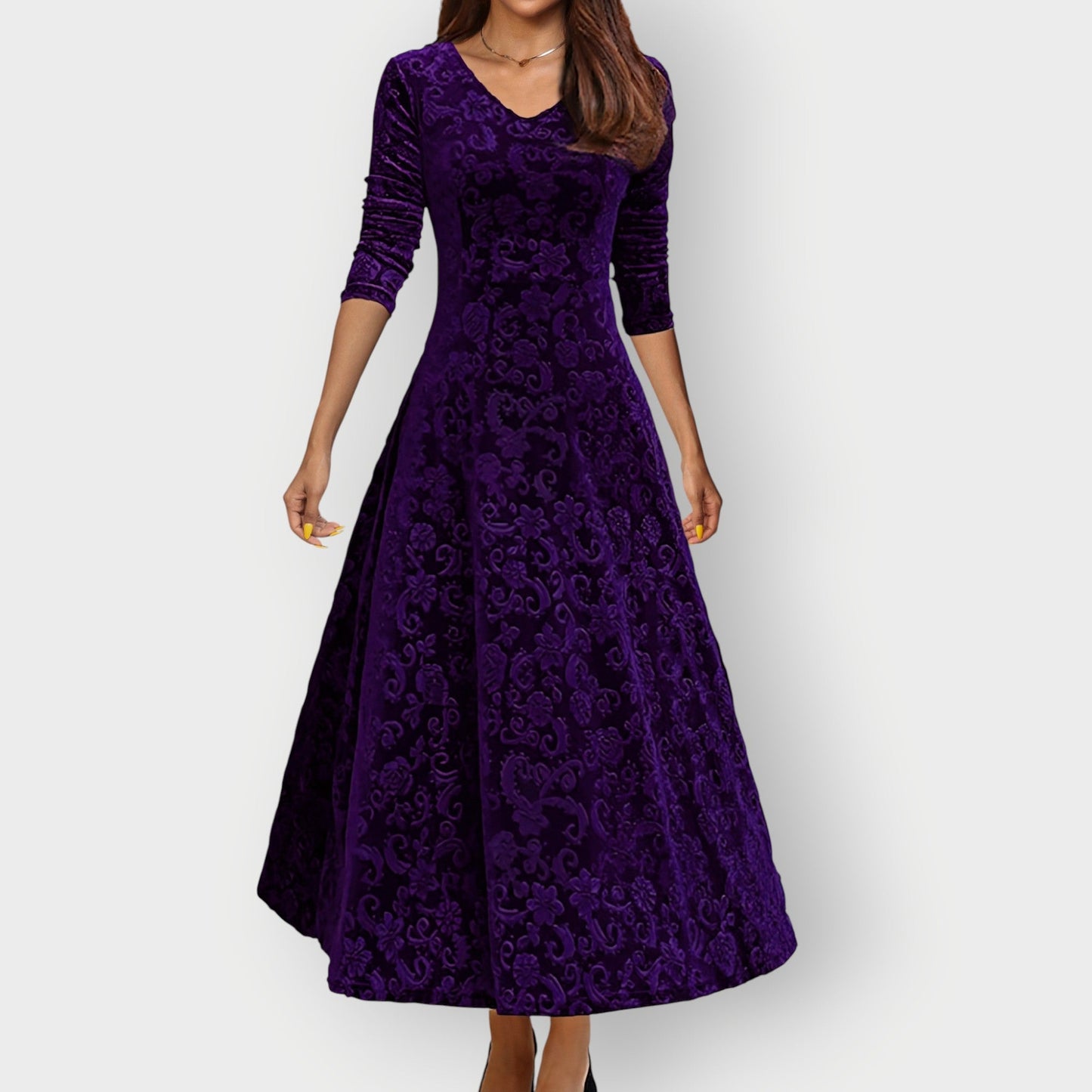Luxurious Velvet Knee Length Dress