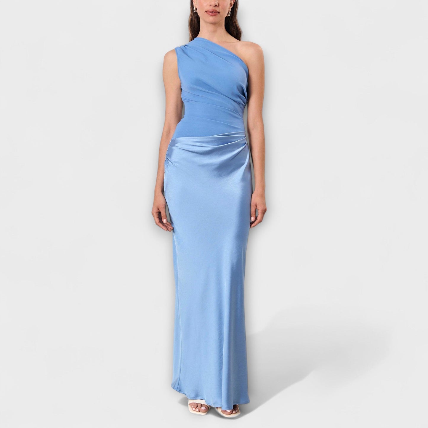 Elegant Asymmetric Ruffled Formal Evening Gown
