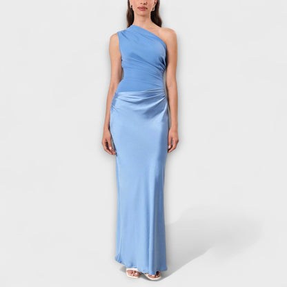 Elegant Asymmetric Ruffled Formal Evening Gown