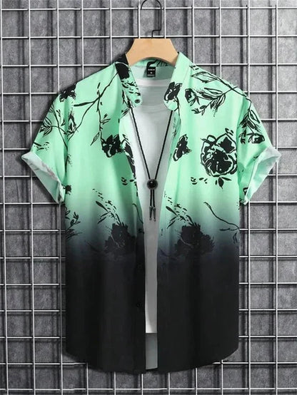 Colorful Floral Hawaiian Shirt Casual Beach Wear