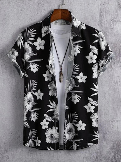 Colorful Floral Hawaiian Shirt Casual Beach Wear
