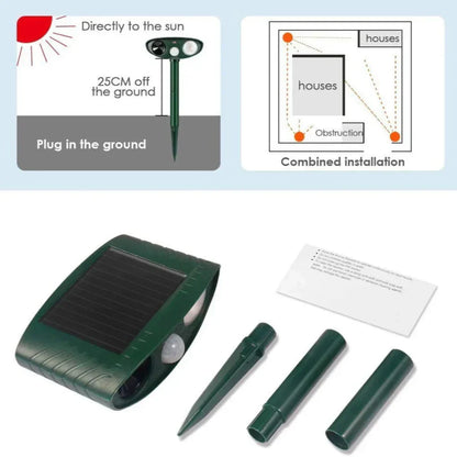 Outdoor Solar Powered Animal Repellent Device
