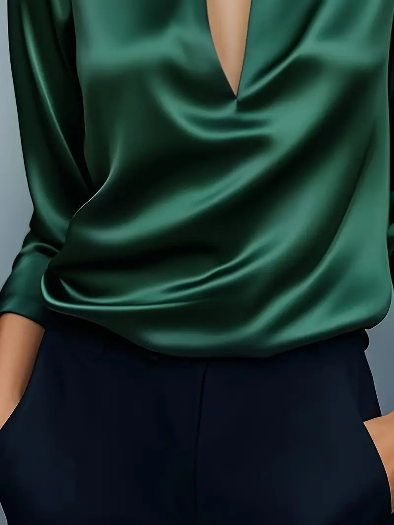 Luxury Deep V Neck Women's Blouse