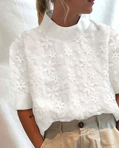 Elegant Floral Notch Neck Top