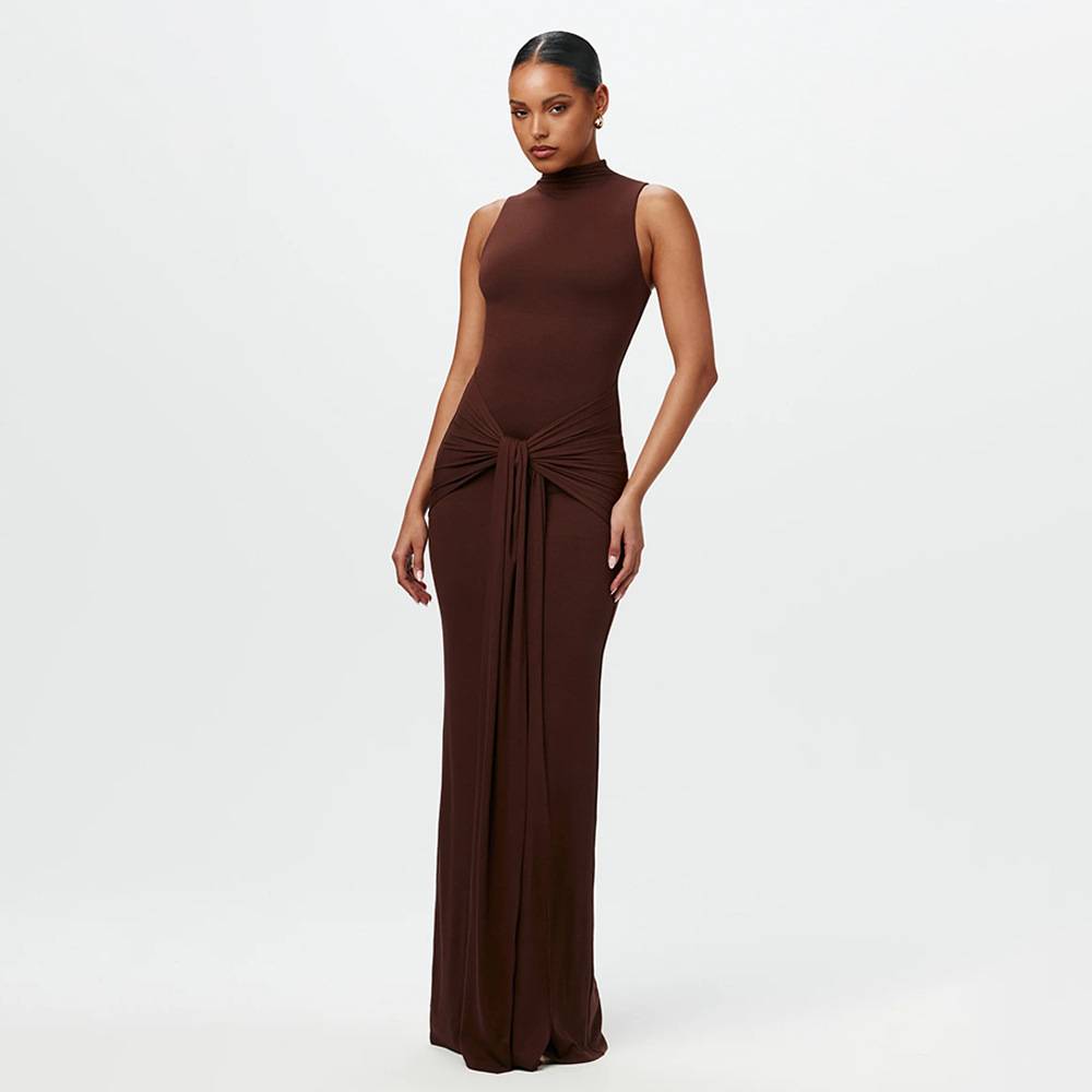 Elegant Long Dress with Fancy Tie Waist - Nocini