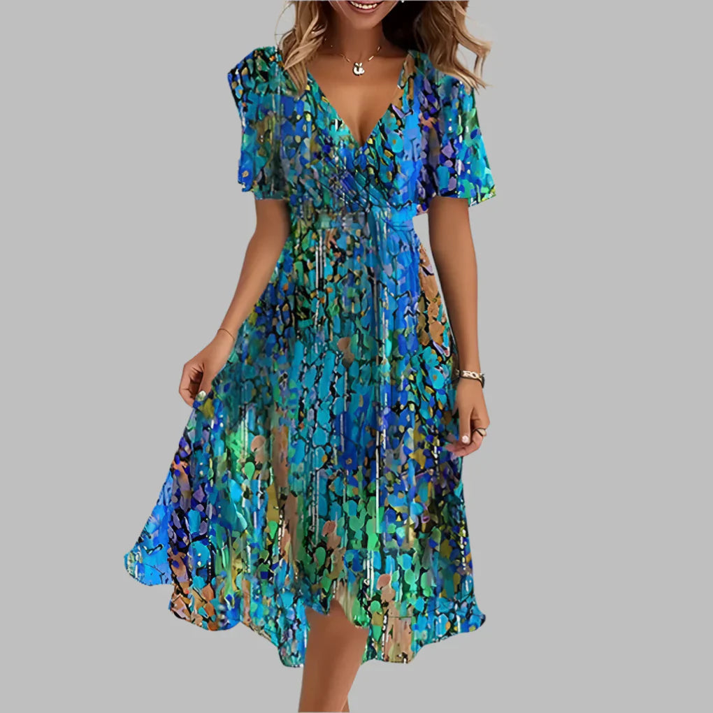 Women's Elegant Flower Bodycon Midi Dress - Olytrend