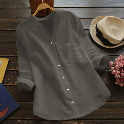 Relaxed Fit Cotton Linen Shirt for Women