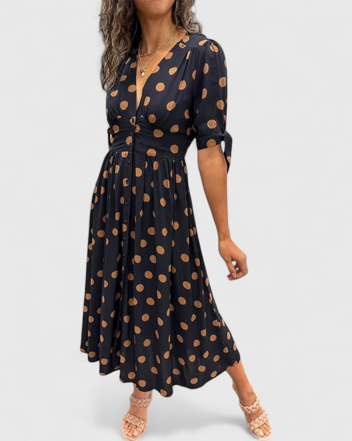 Elegant Spot Print Women's Dress