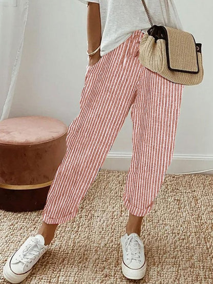 Relaxed Fit Women's Comfortable Linen Trousers