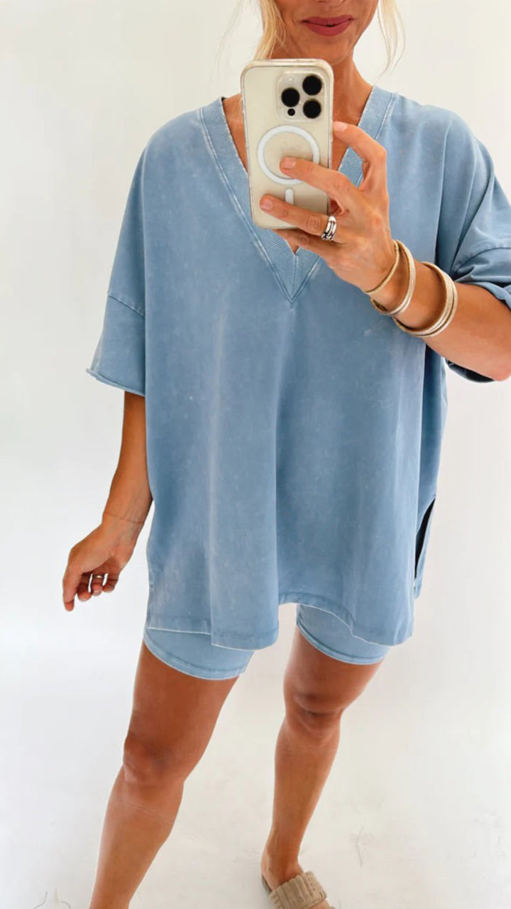 Comfy Women's V-neck T-shirt Lounge Set