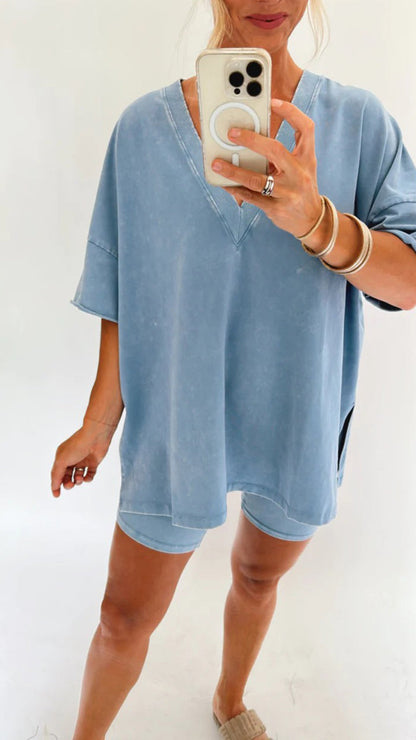 Comfy Women's V-neck T-shirt Lounge Set