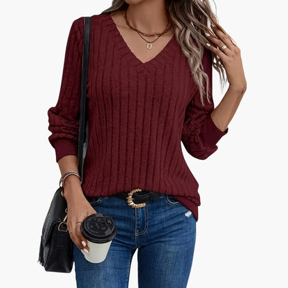 Ladies' Casual Long Sleeve V Neck Sweater