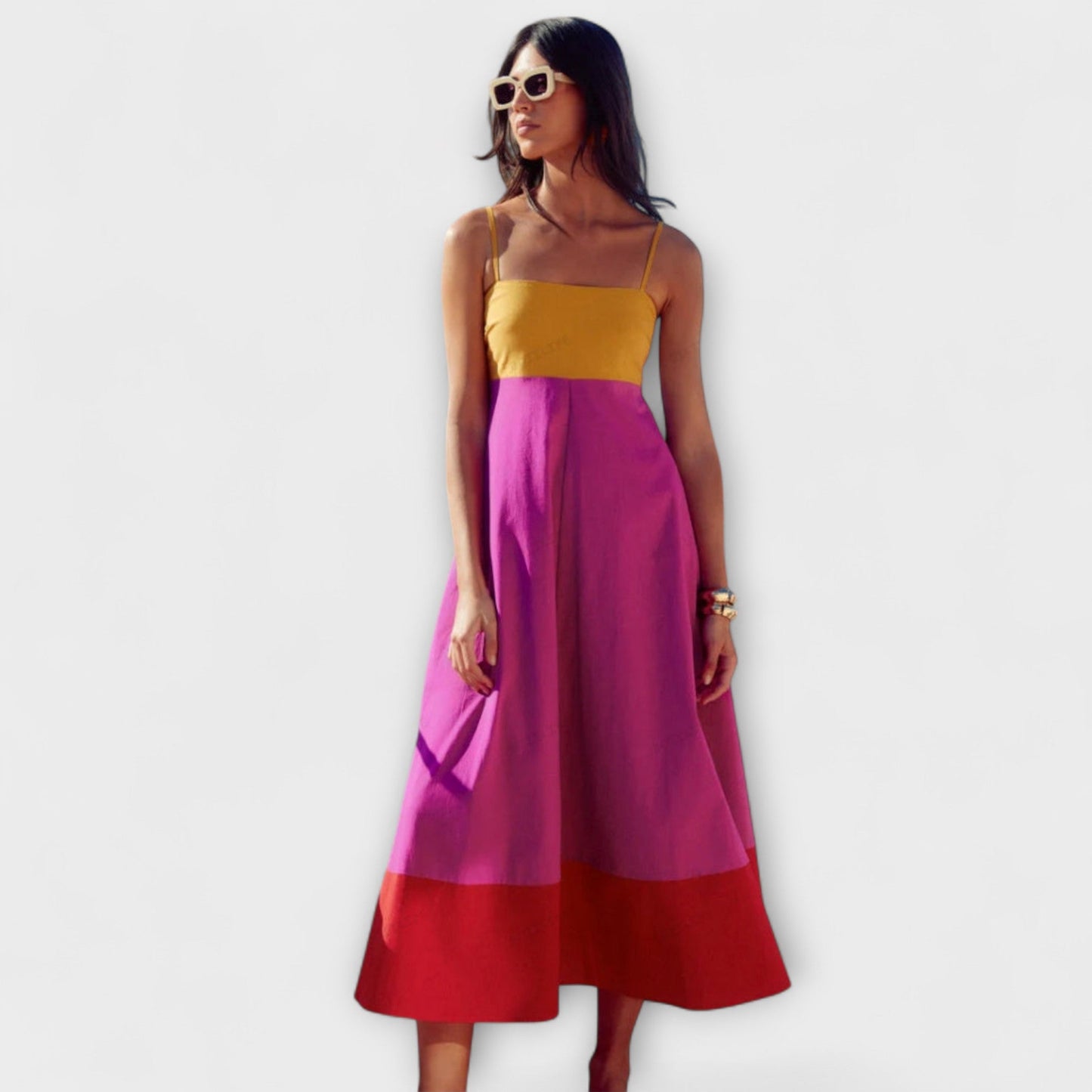 Vibrant Multi Color Sundress with Thin Straps - Nocini