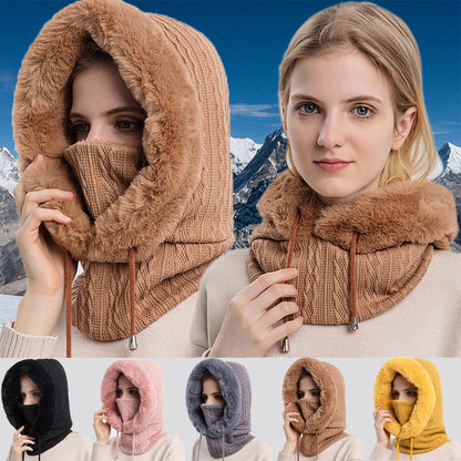 3-in-1 Winter Scarf and Hat for Women - Isabella-Black-Nora Luxe