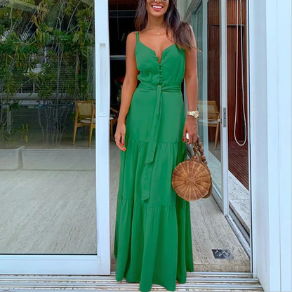 Loose Fit V Neck Summer Dress with Adjustable Straps