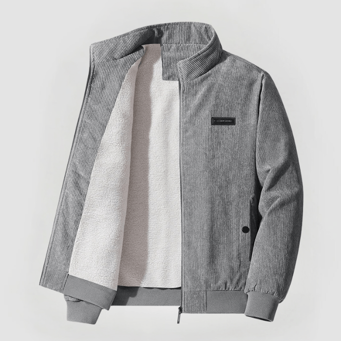 Retro Mens Corduroy Fleece Zip Up Jacket