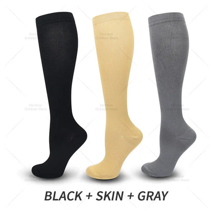 3 Pairs of Knee-High Compression Socks - FitSupport-3 Pairs Gray-S-M (3.0-5.5)-Nora Luxe